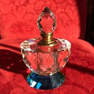 Harold Lustig RARE Dichroic Glass Perfume Bottle And Stopper 5” Art Glass EUC